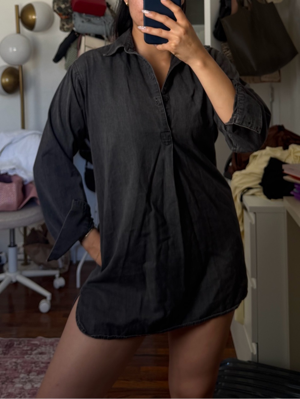 Ralph Lauren Washed Denim Mini Shirt Dress
